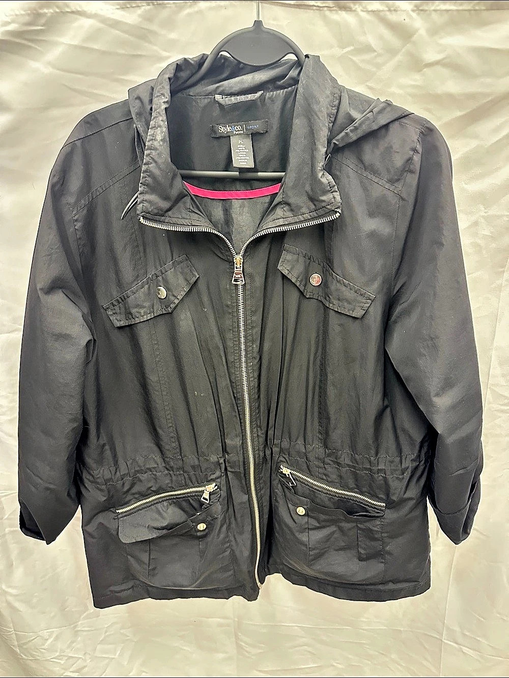 Style&co. petite Utility Jacket Black Petite Like New